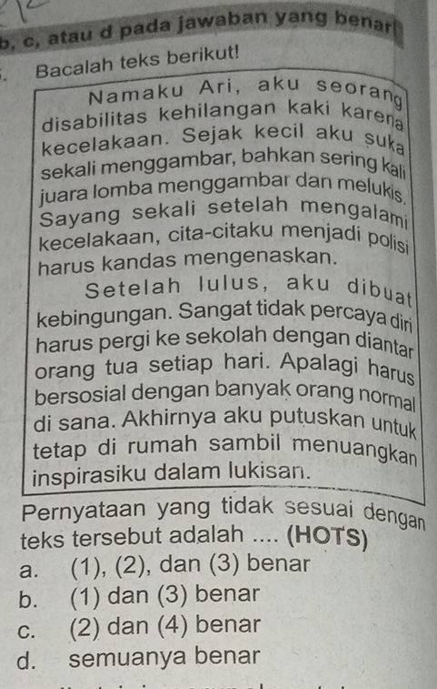 Bacalah teks berikut! Namaku Ari, aku | StudyX