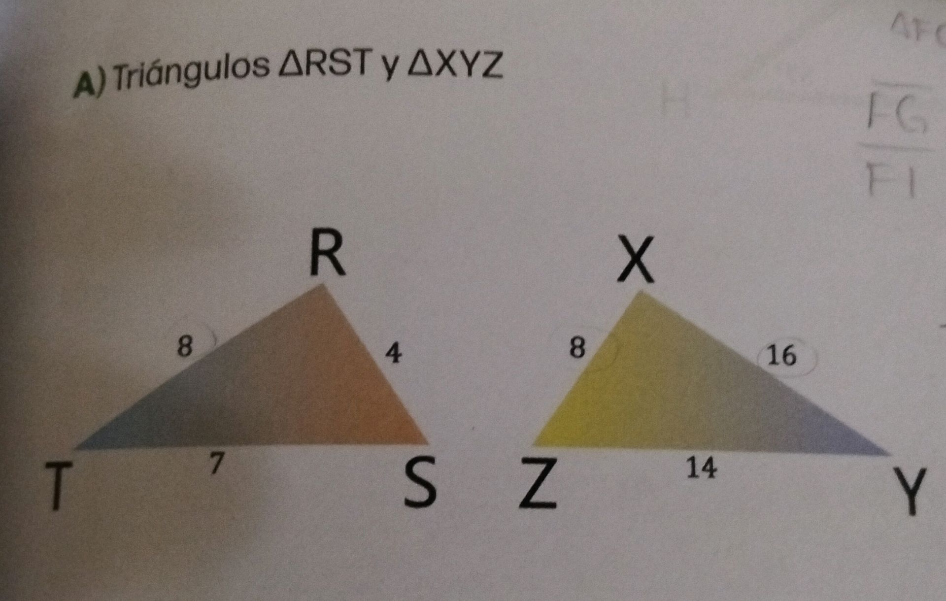A) Triángulos $ RST$ y $ XYZ$ $ RST$ has | StudyX