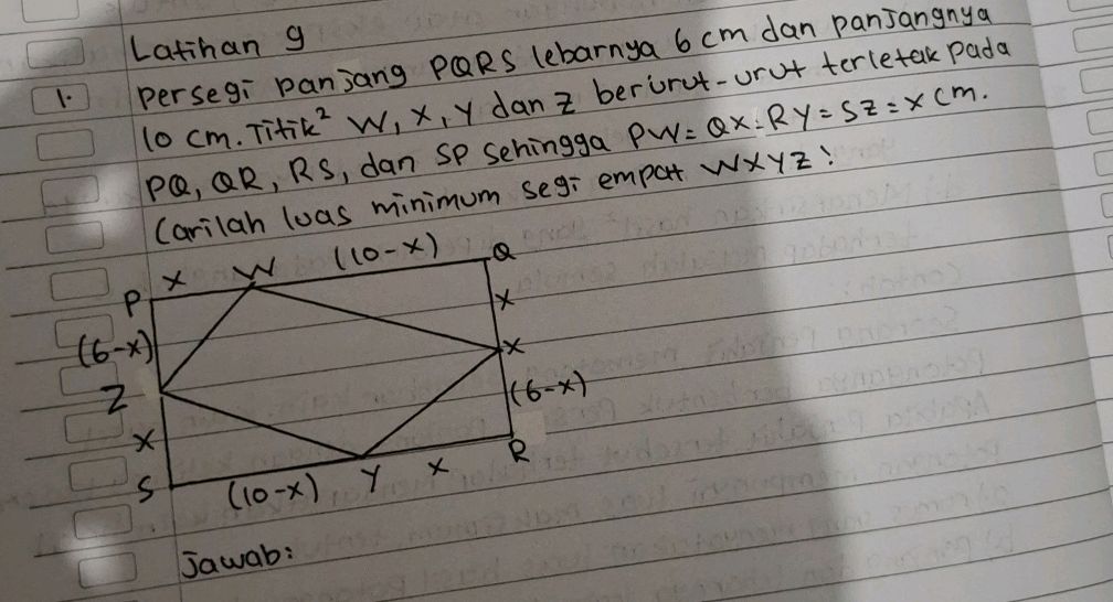 Latihan 9 Persegi panjang PQRS lebarnya 6 cm | StudyX