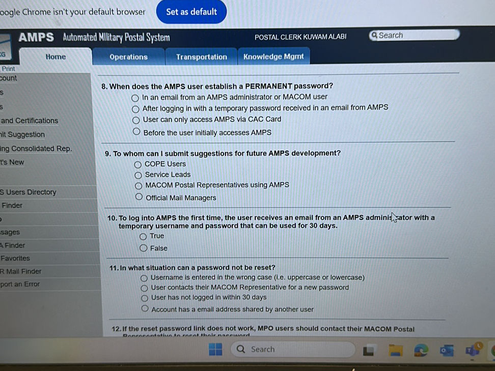 When does the AMPS user establish a