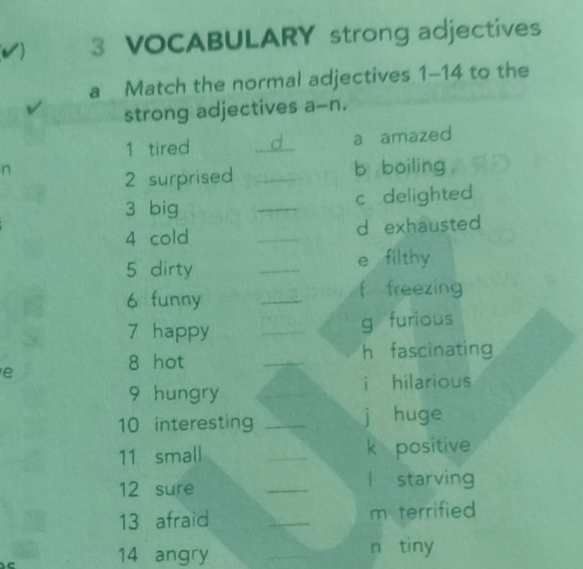 Normal Adjectives Match the normal adjectives 1-14 to the | StudyX