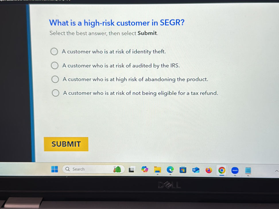 Select High Risk What is a high-risk customer in SEGR? Select | StudyX