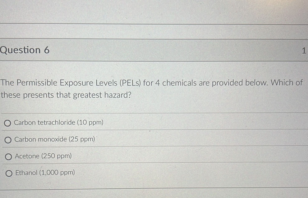 The Permissible Exposure Levels (PELs) for 4 | StudyX