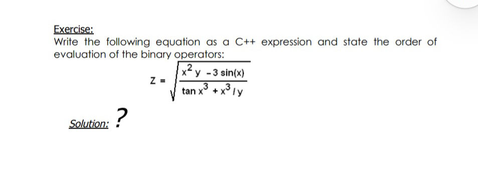 Write the following equation as a C++ | StudyX