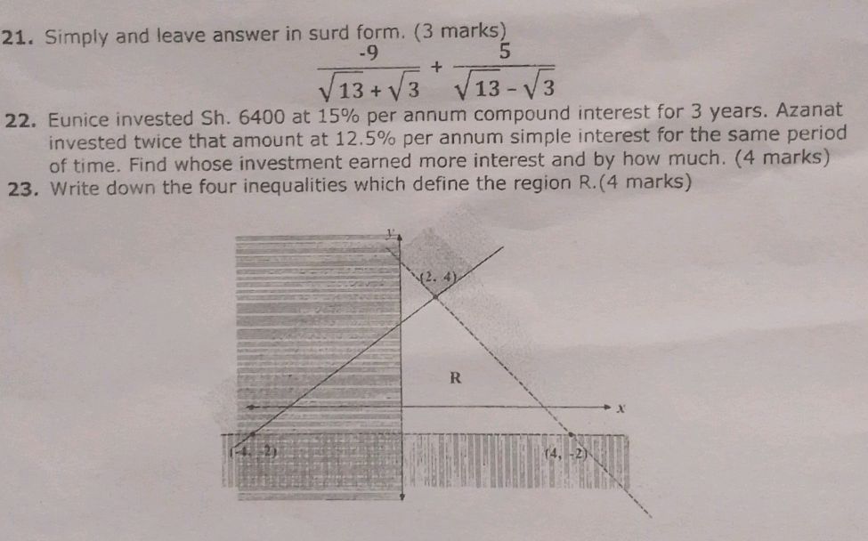 21. Simply and leave answer in surd form. (3 | StudyX