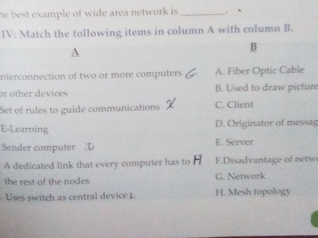 IV: Match the following items in column A | StudyX