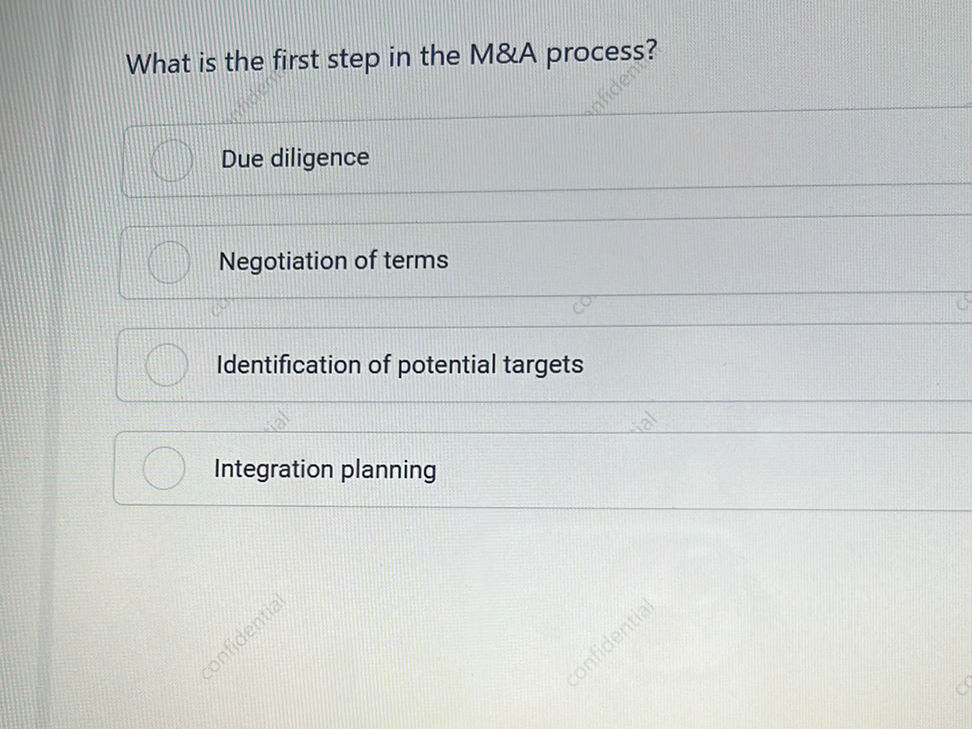 What is the first step in the M A process? | StudyX