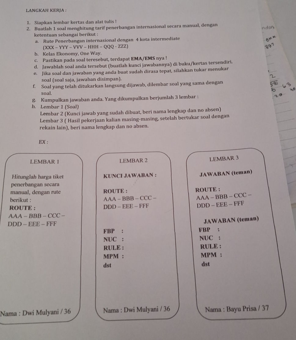 Hitunglah harga tiket penerbangan secara | StudyX