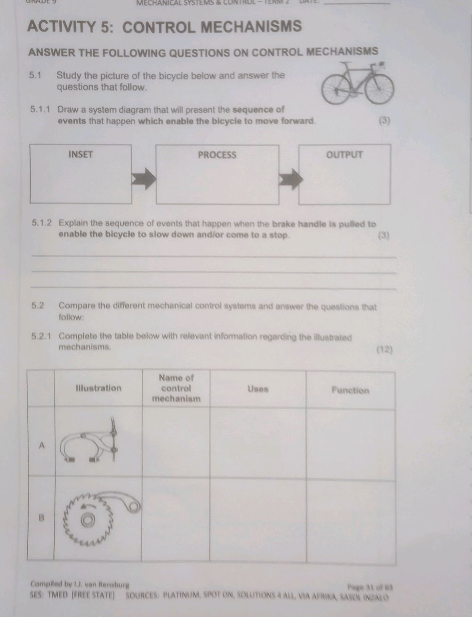 Click Bicycle Question Cache 5. 1 Study the picture of the bicycle below | StudyX