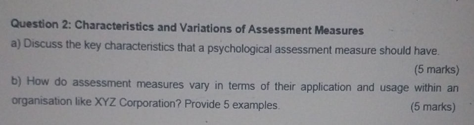 Question 2: Characteristics and Variations | StudyX