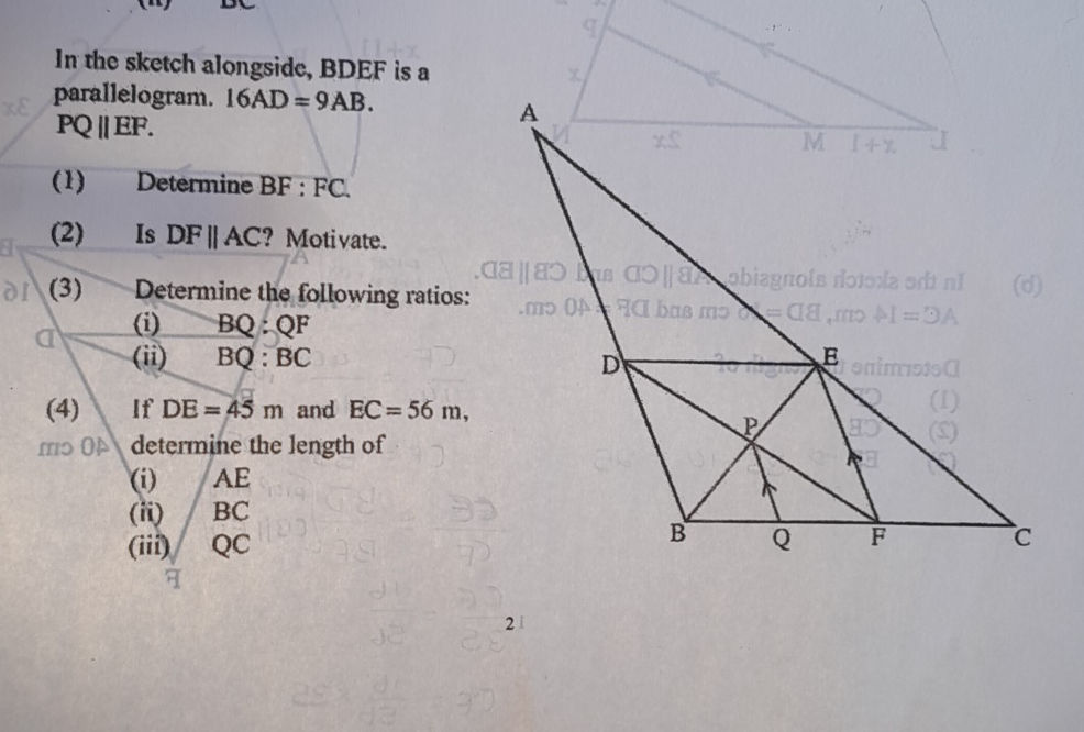 Bdefis In the sketch alongside, BDEF is a | StudyX