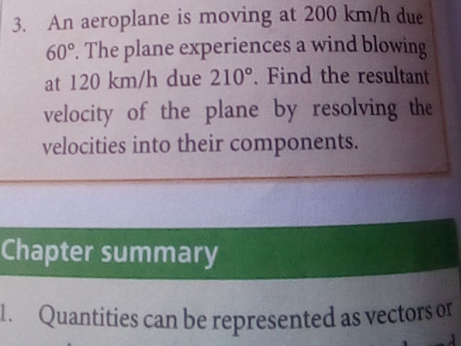 An aeroplane is moving at 200 km/h due 60°. | StudyX