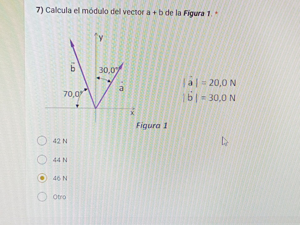 7) Calcula el módulo del vector a + b de la | StudyX