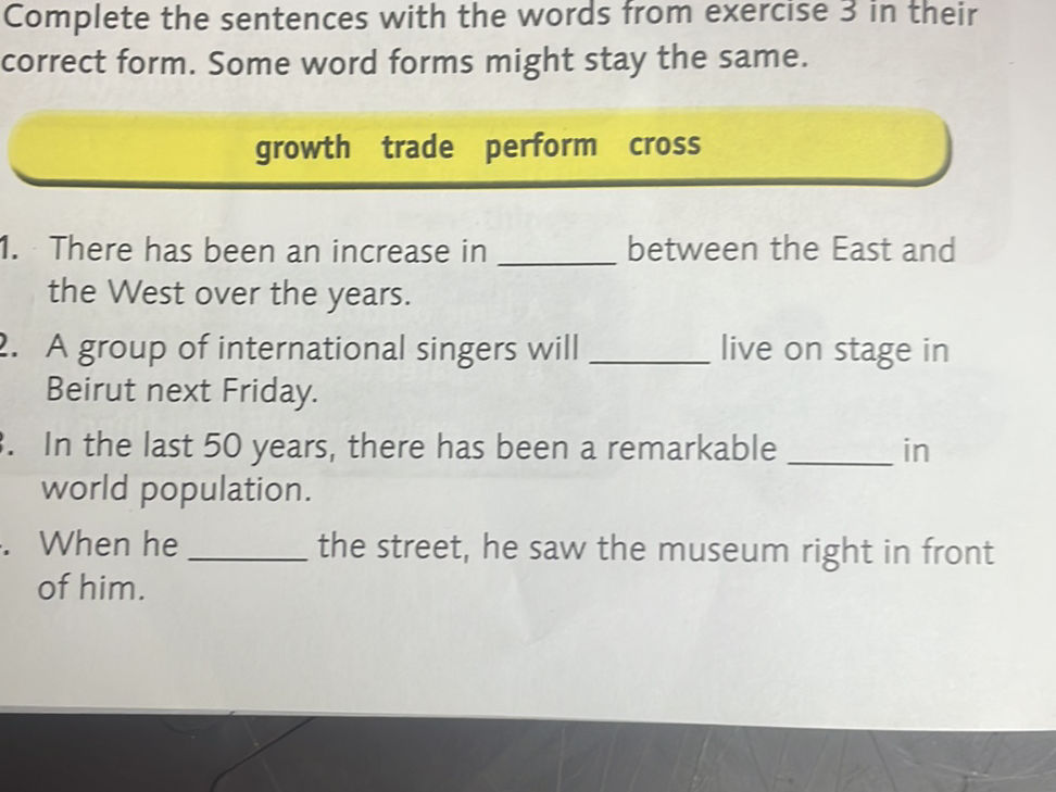 Complete the sentences with the words from | StudyX