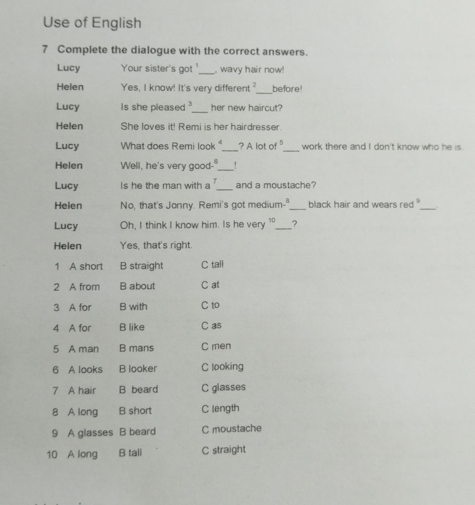7 Complete the dialogue with the correct | StudyX