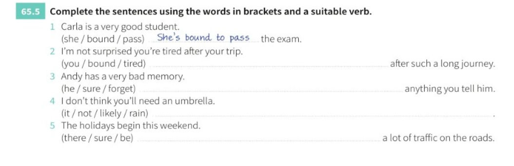 Complete the sentences using the words in | StudyX