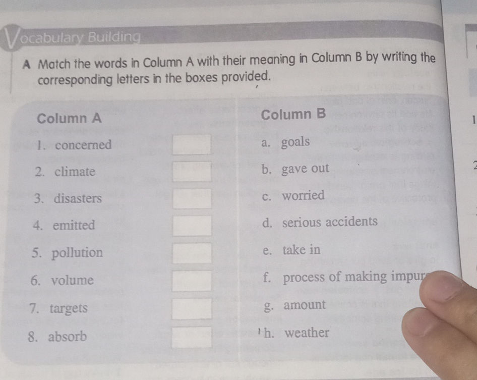 Match the words in Column A with their | StudyX