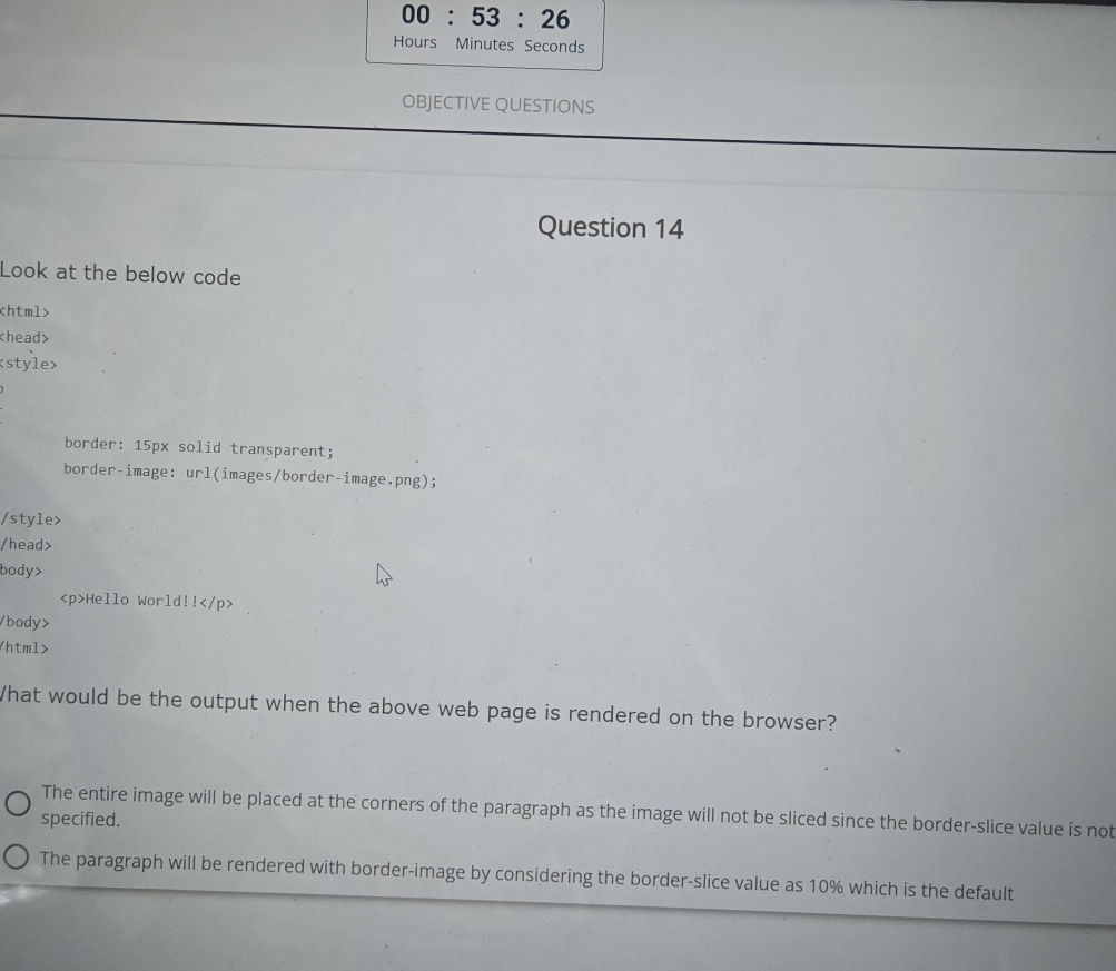 Look at the below code ```html border: | StudyX