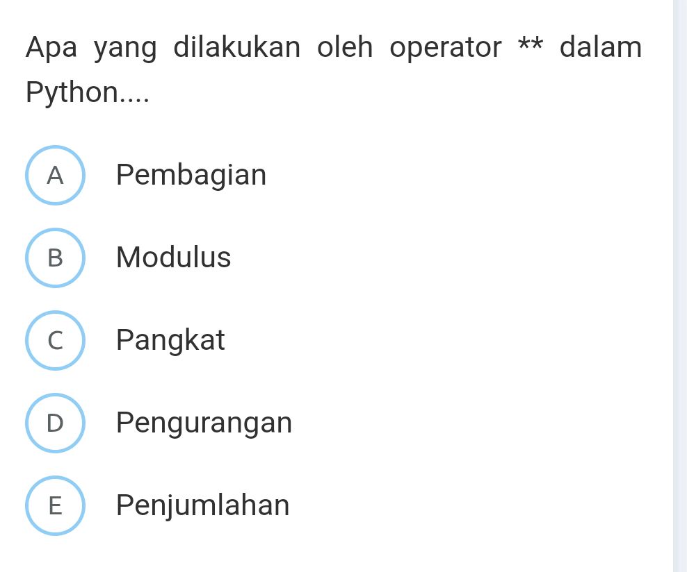 Apa yang dilakukan oleh operator ** dalam | StudyX