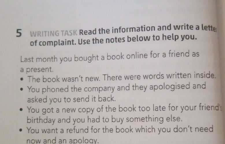 5 WRITING TASK Read the information and | StudyX