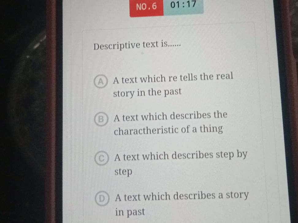 Text Des Descriptive text is...... A A text which re | StudyX