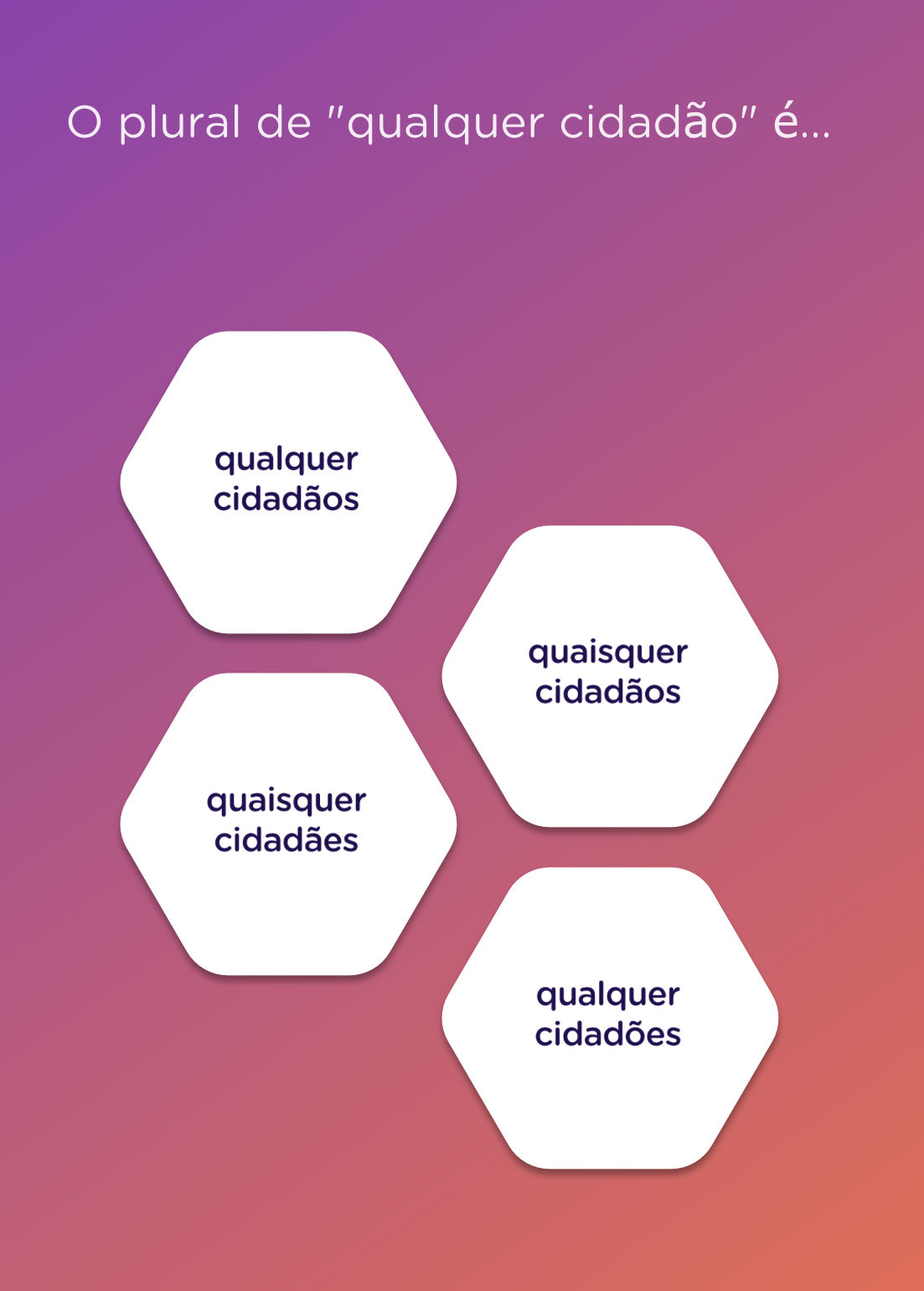 O plural de "qualquer cidadão" é... | StudyX