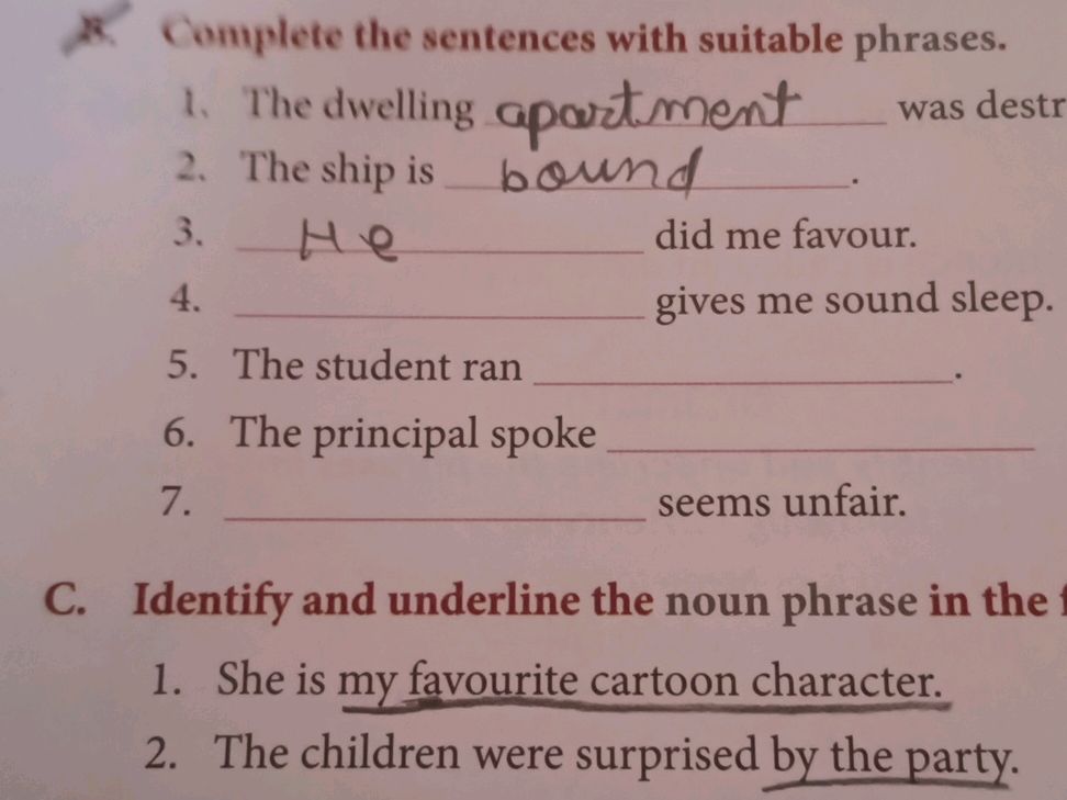Complete the sentences with suitable | StudyX