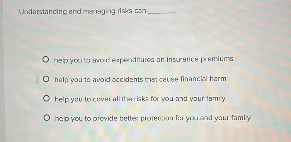 Understanding and managing risks can ____. | StudyX
