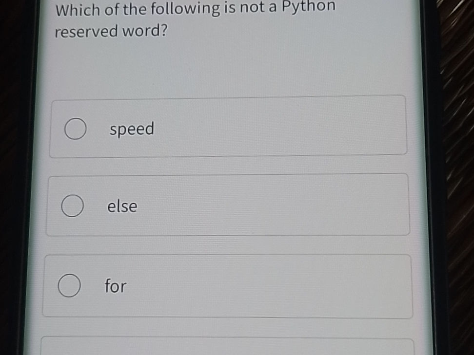 Which of the following is not a Python | StudyX