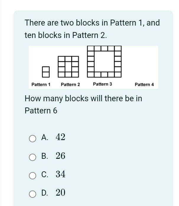 There are two blocks in Pattern 1, and ten | StudyX