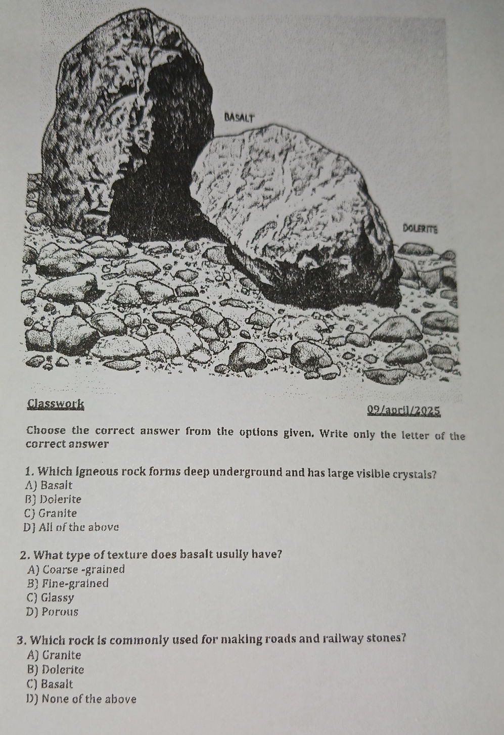 1. Which Igneous rock forms deep underground | StudyX