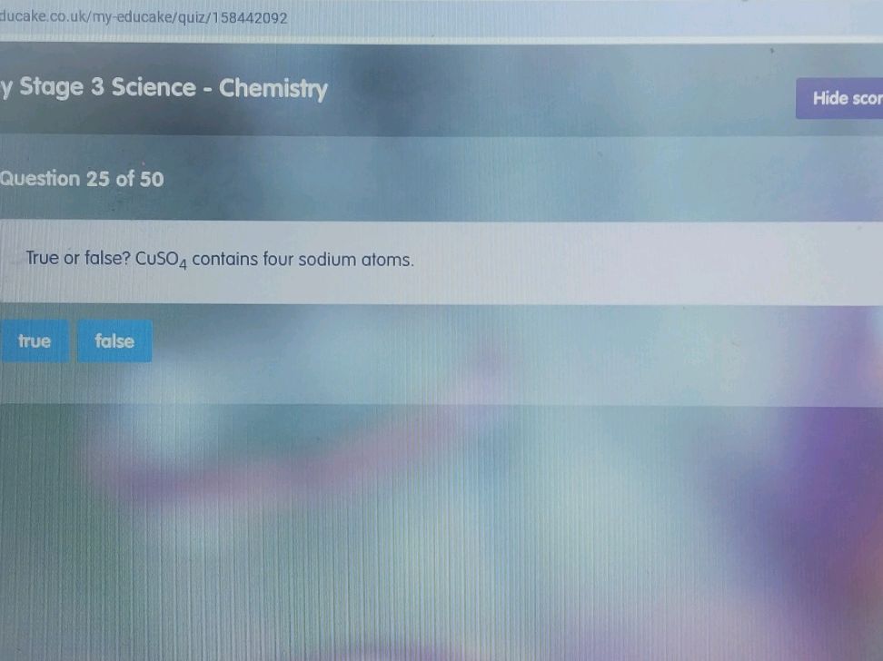 True Or False Cuso4 Contains Four Sodium Atoms