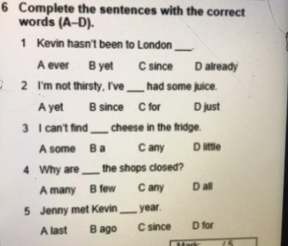 6 Complete the sentences with the correct | StudyX