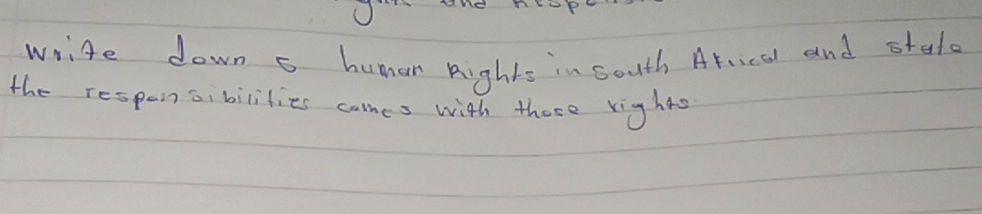 Write down 5 human rights in South Africa | StudyX