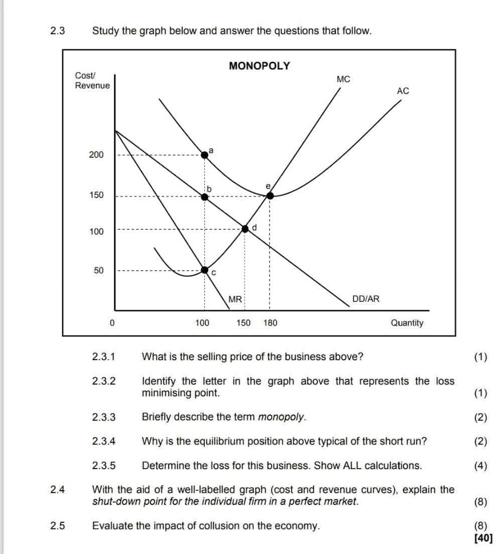 2.3 Study the graph below and answer the | StudyX