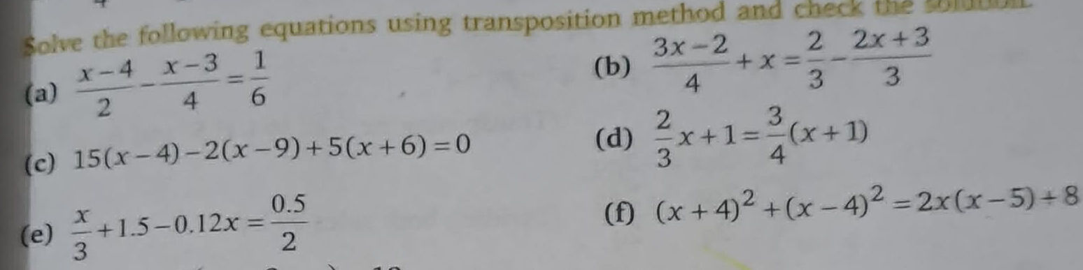 Solve the following equations using | StudyX