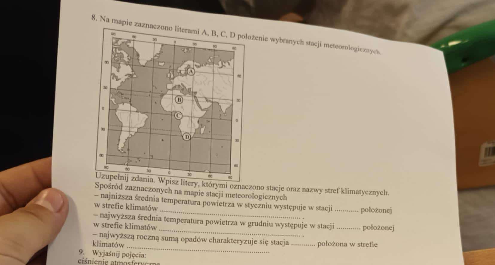 Na Mapie Zaznaczono Położenie Stacji Meteorologicznych 8. Na mapie zaznaczono literami A, B, C, D | StudyX