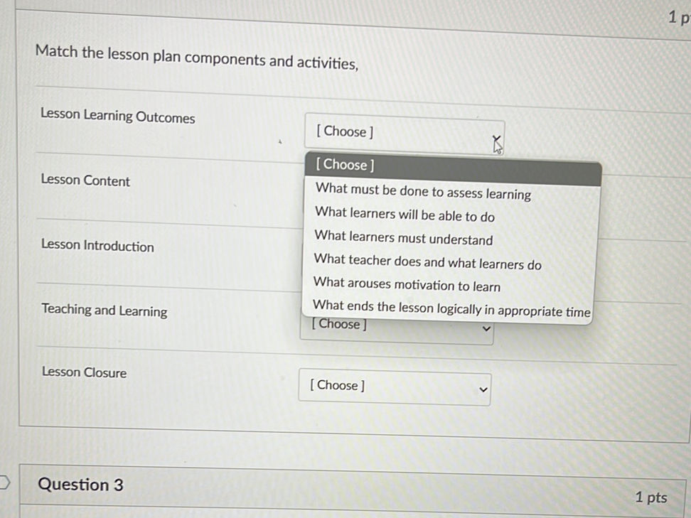 Match The Lesson Plan Components And Studyx