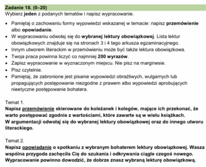 Zadanie 18. (0-20) Wybierz jeden z podanych | StudyX