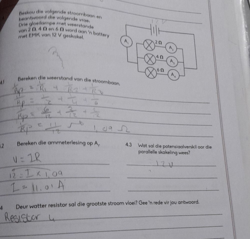 Beskou die volgende stroombaan en beantwoord | StudyX