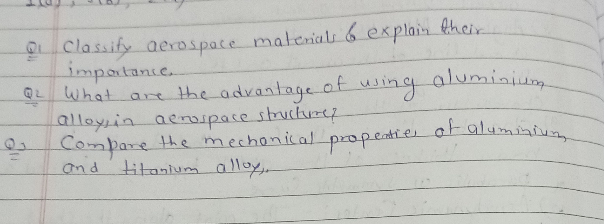 Q1 Classify aerospace materials explain | StudyX