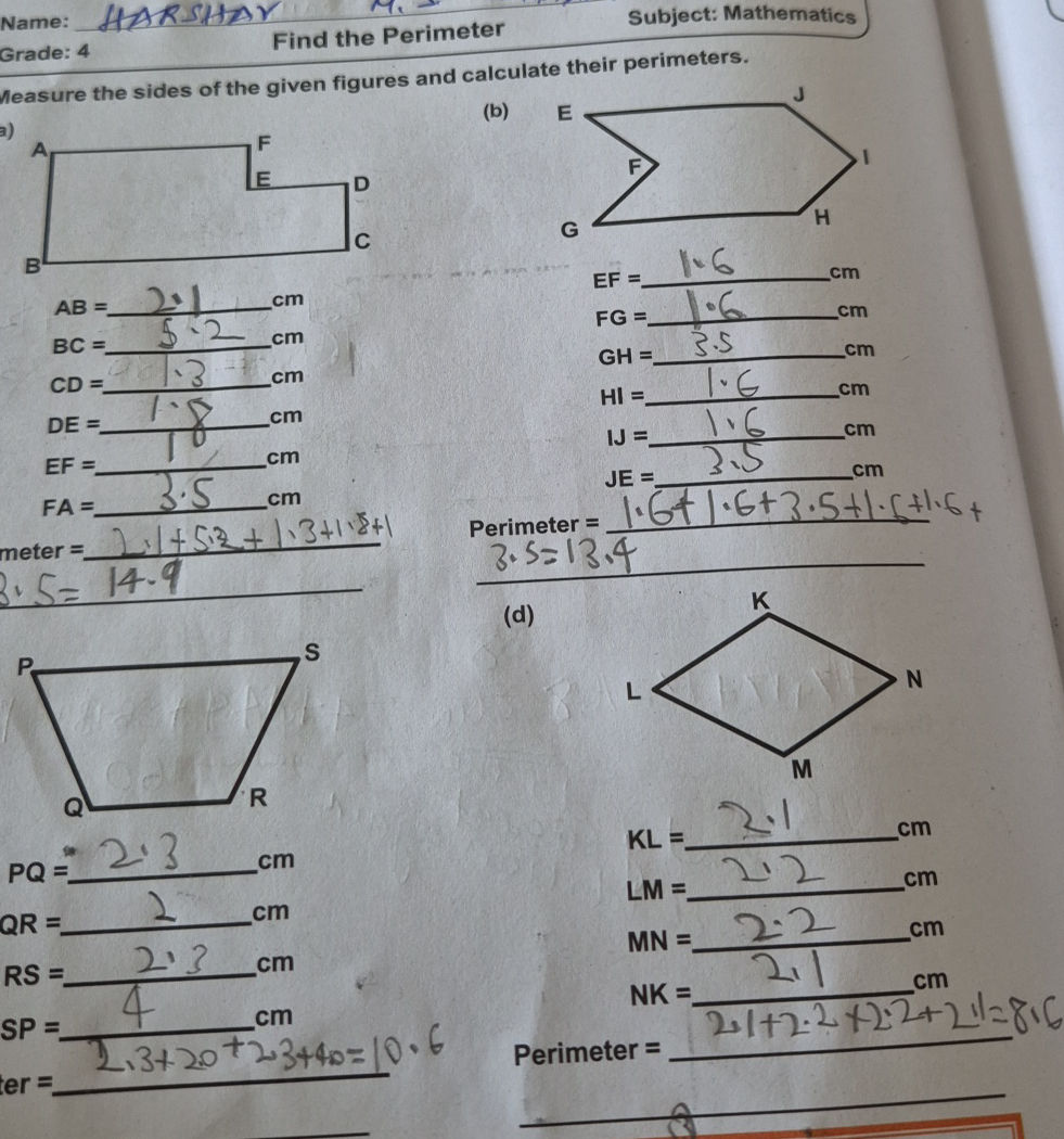 Find the Perimeter Measure the sides of the | StudyX