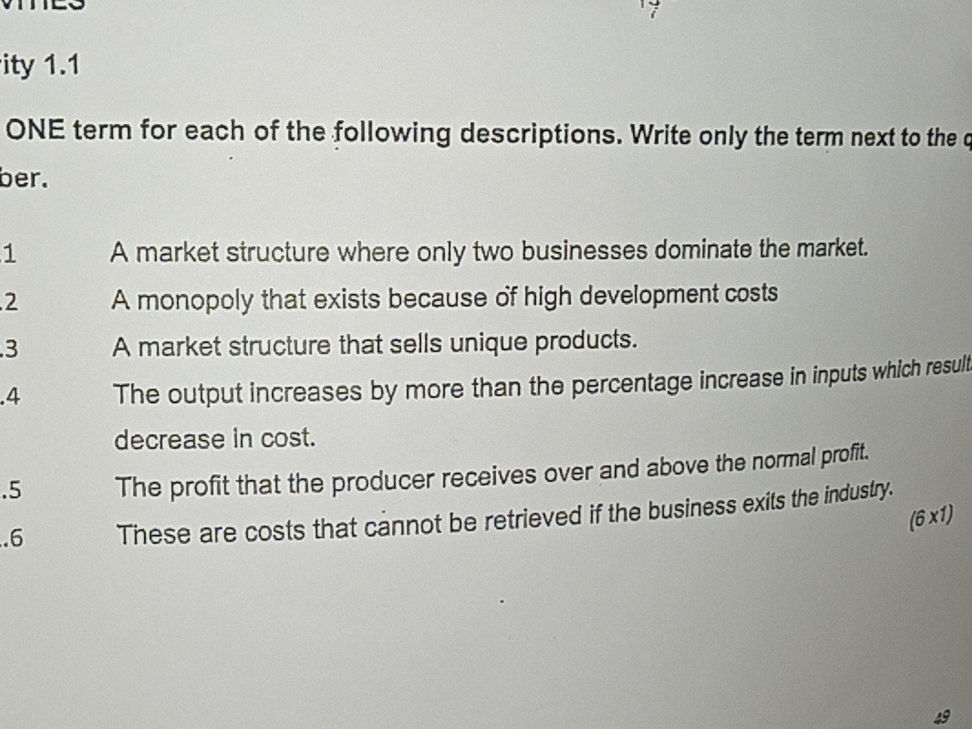 the more substitutes that exist in a market Images... 1. A market structure where only two | StudyX