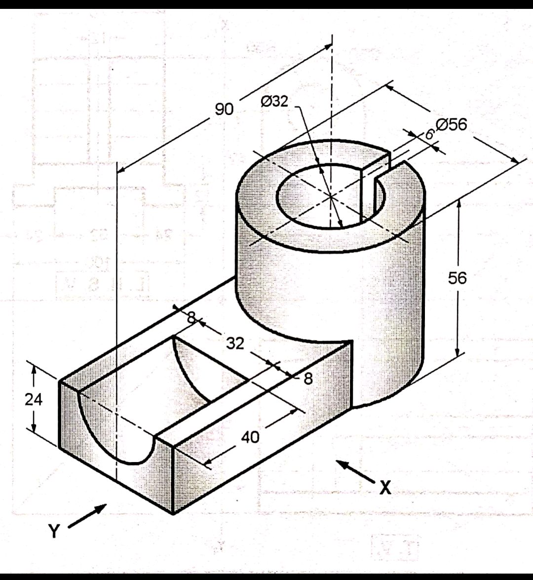 The image shows a 3D engineering drawing | StudyX