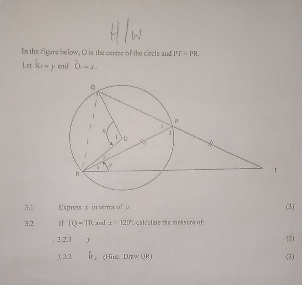 In the figure below, O is the centre of the | StudyX