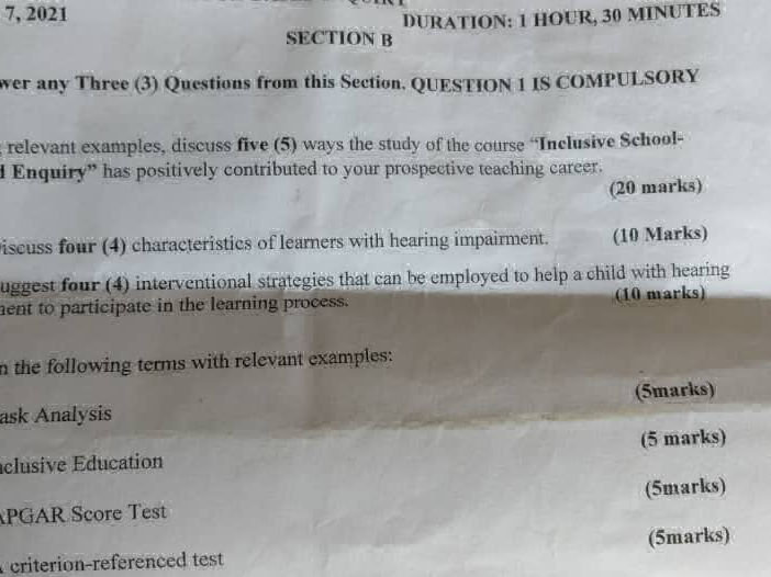 Answer any Three (3) Questions from this | StudyX