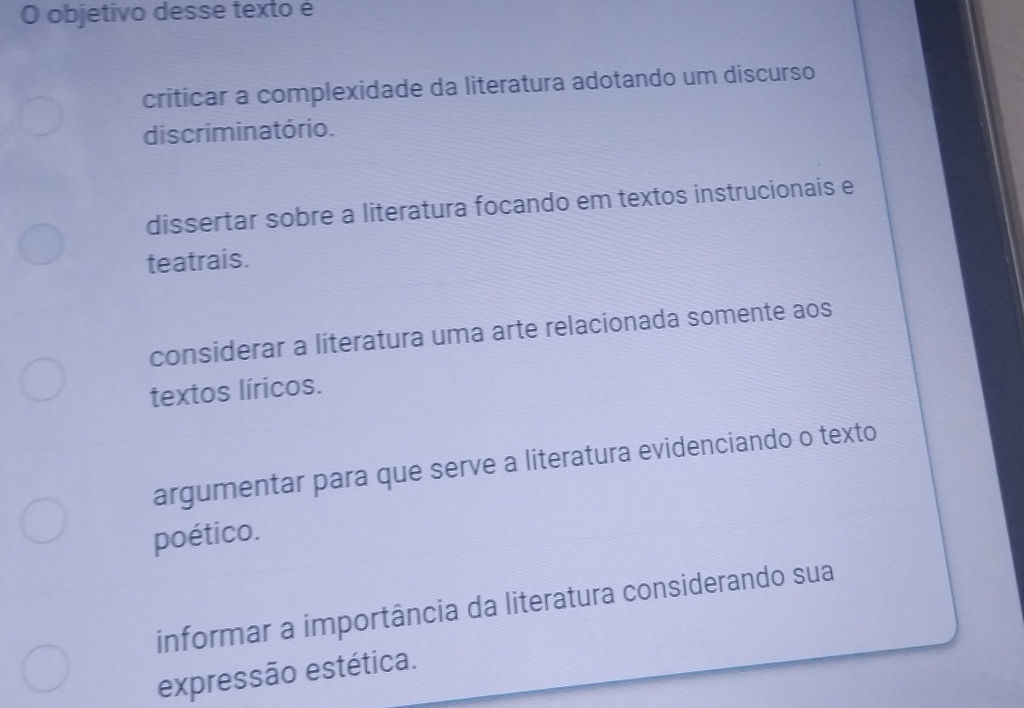 O objetivo desse texto é criticar a | StudyX