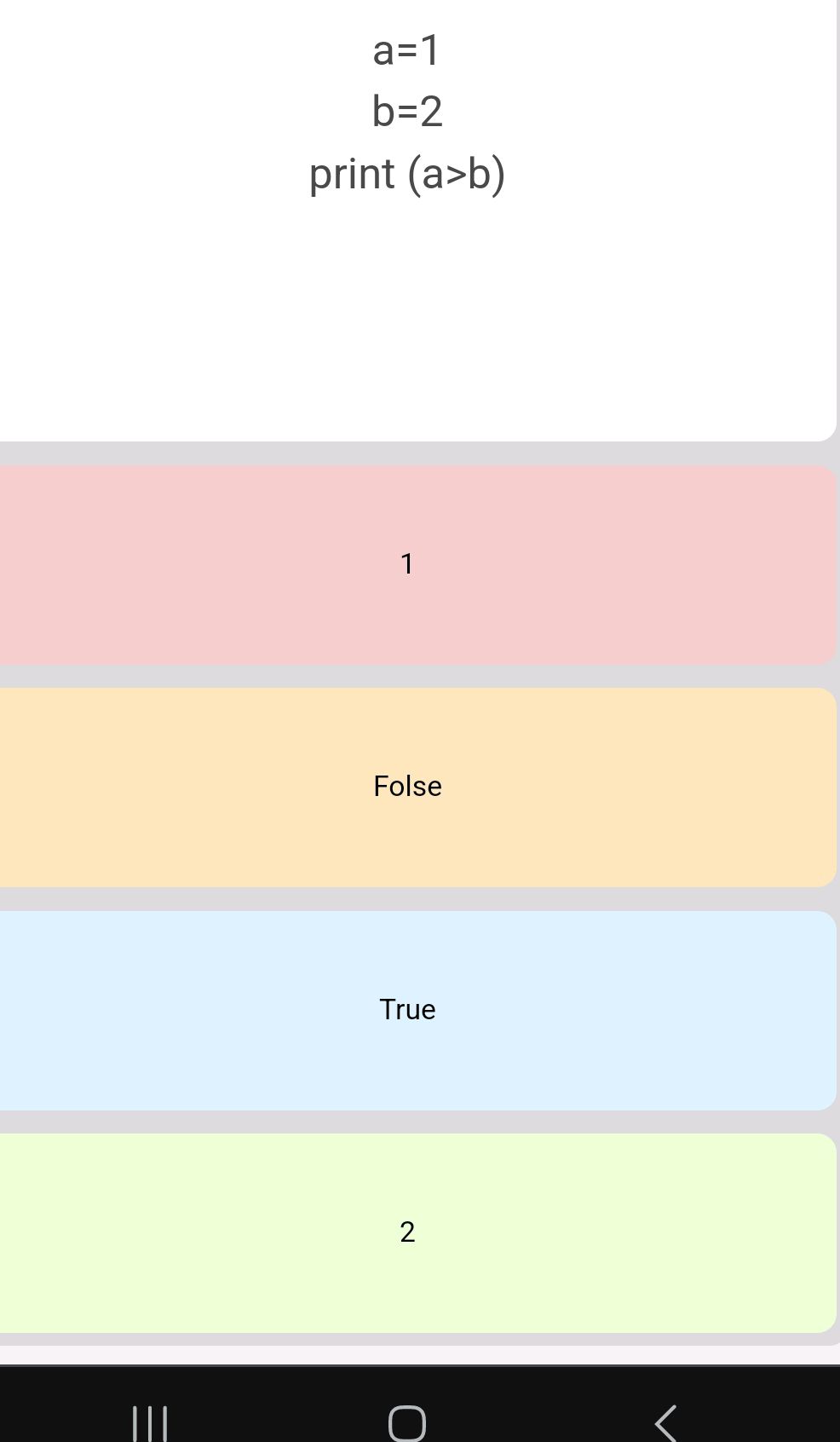 Python code comparison a > b | StudyX