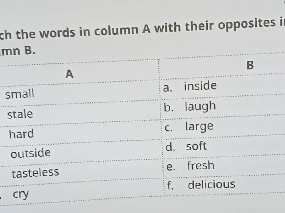 Match the words in column A with their | StudyX
