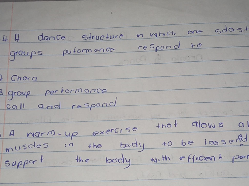 4 A dance structure in which one sdaast | StudyX